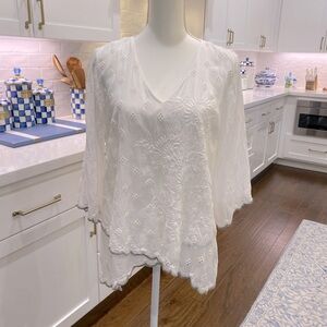 NWT Johnny Was white eyelet tiered tunic size small